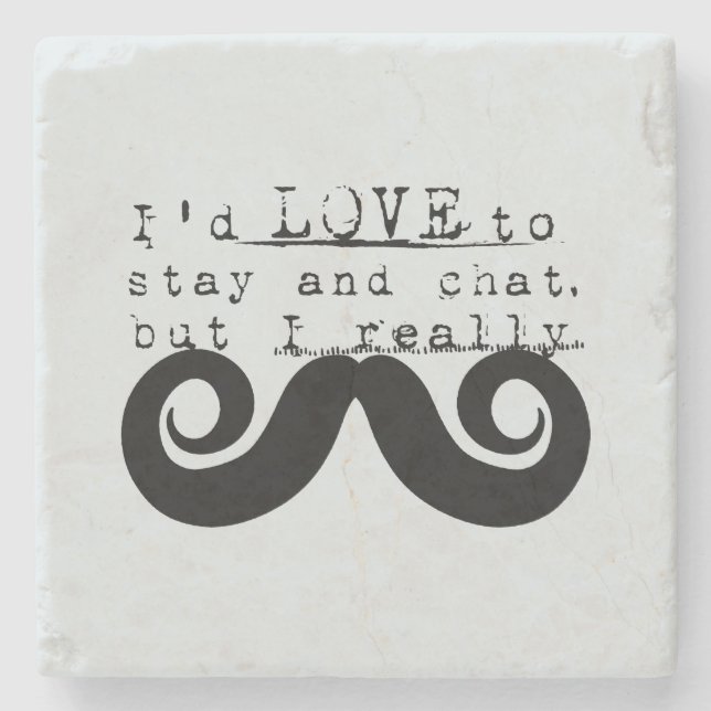 Blue Grey Black Funny Humor I Mustache Stenunderlägg (Framsidan)