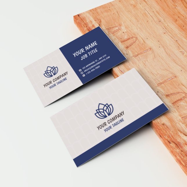 Blue Grey Minimalist Modern Company Logo Visitkort (Skapare uppladdad)