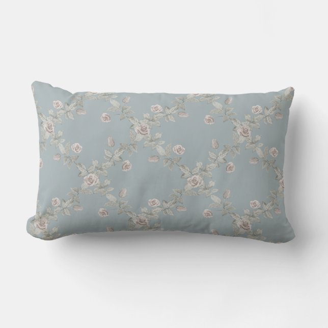 Blue Grey Taupe Rose Sage Trellis Pattern Lumbarkudde (Framsida)