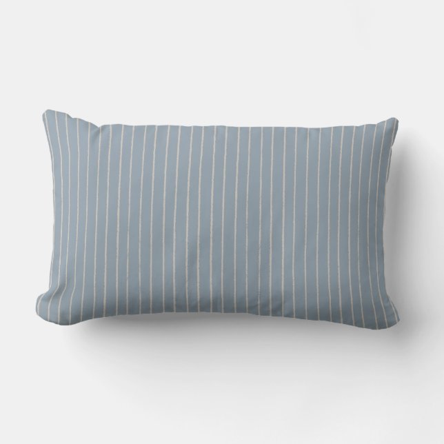 Blue Grey Taupe Stripe Minimalist Pattern Lumbarkudde (Framsida)