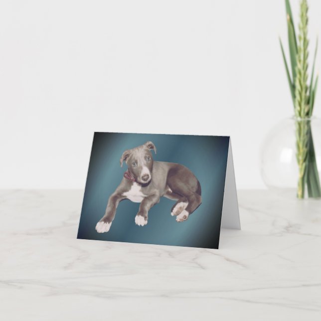 Blue Greyhound Puppy Dog Personalized Note Kort (Framsida)