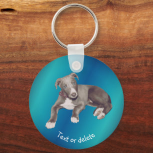 Blue Greyhound Puppy Personlig Nyckelring
