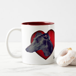 Blue Greyhound Red Heart Personlig Två-Tonad Mugg