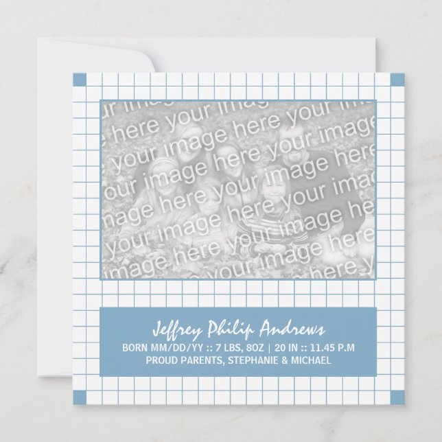 Blue Grid Photo Meddelande (Framsida)