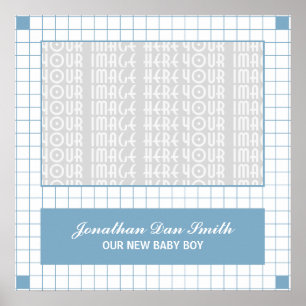 Blue Grid Photo Poster