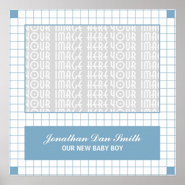 Blue Grid Photo Poster (Framsidan)