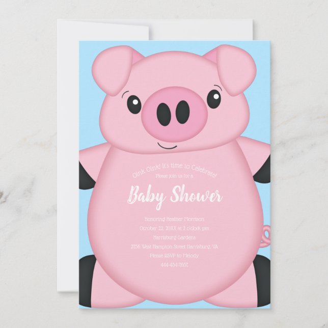 Blue Gris Baby Shower Inbjudningar (Framsida)