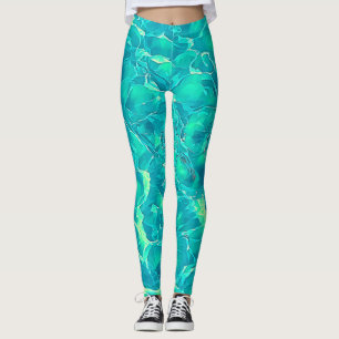 Blue Grönt Aqua Snyggt Mönster Leggings