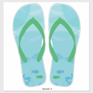 Blue Grönt Beachy Flinflip flops Beach Sandals Klistermärken