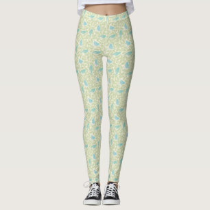 Blue Grönt Bird Mönster Min fågelart vaktar Leggings