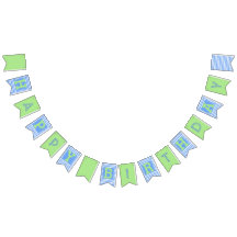 Blue, Grönt Birthday Bunting Flaggor