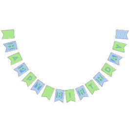 Blue, Grönt Birthday Bunting Flaggor