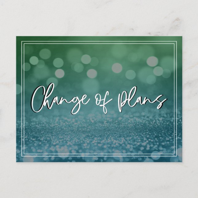 Blue Grönt Bokeh Förändring av planer uppskjutna B Vykort (Framsida)