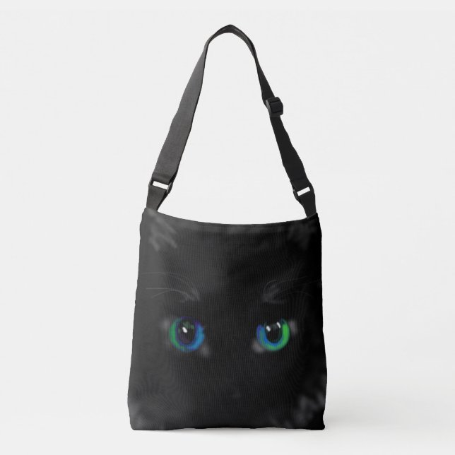Blue Grönt Cat Ögon Funny Crossbody Bag Axelväska (Framsida)