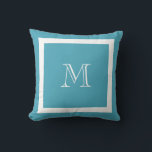 Blue Grönt Classic Monogram Dekorativ kudde<br><div class="desc">Ett traditionellt monogram med redigerbar bakgrund färg och gräns</div>