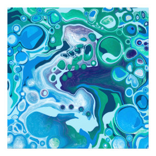 Blue Grönt Digital Marble Fluid Art Fototryck