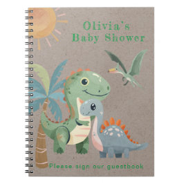 Blue Grönt Dinosaur Boy Shower Guestbook Anteckningsbok