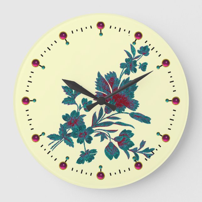 BLUE GRÖNT FLOWER BOUQUET MED KARNATION STOR KLOCKA (Framsida)