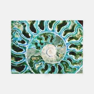 Blue Grönt Fossil Geode Fleecefilt
