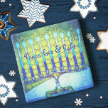 Blue Grönt Hanukkah Menorah Peace Kärlek Light Bol Underlägg Sten<br><div class="desc">"Fred, kärlek och ljus." Ett närliggande foto av en ljus, färgstark, blå och grönt artsy-menorah hjälper dig in i helgdag av Hanukkkah i stil. Känn julhelgens värme och glädje när du slappna av med din favoritdryck på den här fantastiska, färgstarka Hanukkah-stenen underlägg. Gör en slående uppsättning med fyra underlägg tillgängliga...</div>