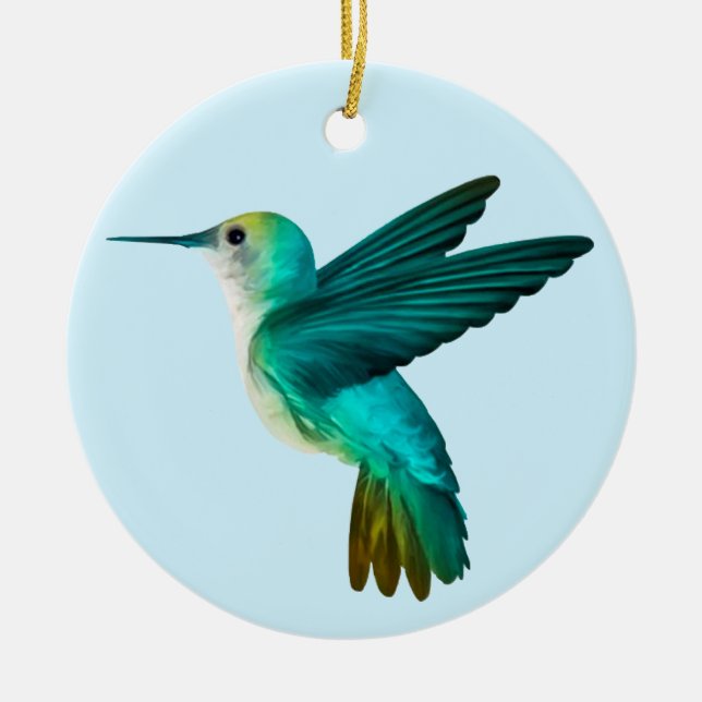 Blue Grönt Hummingbird Ornament (Framsidan)