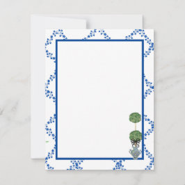 Blue Grönt Ivy Lattice Topiary Ginger Burk Burk Anteckningskort