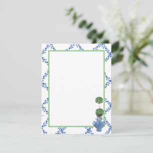 Blue Grönt Ivy Lattice Topiary Ginger Burk Burk Anteckningskort