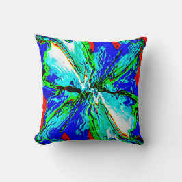 Blue Grönt Jewel Flower på Red Design Kudde