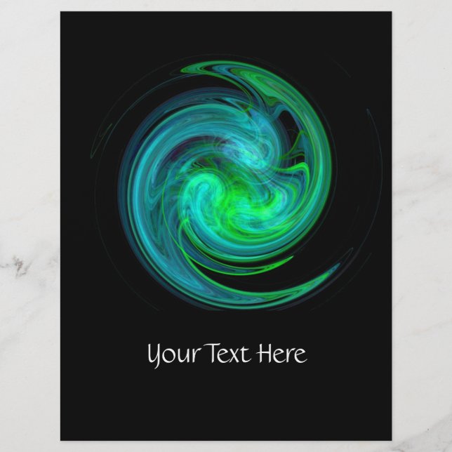 BLUE GRÖNT LIGHT VORTEX IN BLACK REKLAMBLAD (Framsidan)