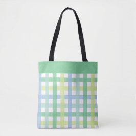 Blue Grönt Lime Pastel Modern Gingham Mönster Tygkasse