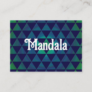 Blue Grönt Mandala Geometric Triangle Mönster Visitkort