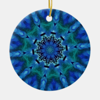 Blue Grönt Mandala Round Ornament