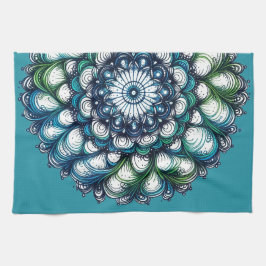 Blue Grönt Medallion - Abstrakt Kökshandduk