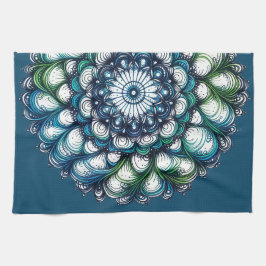 Blue Grönt Medallion - Abstrakt Kökshandduk