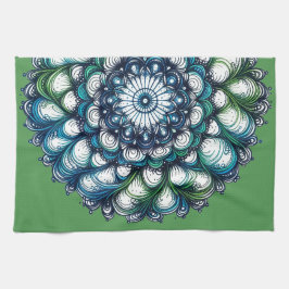 Blue Grönt Medallion - Abstrakt Kökshandduk