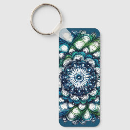 Blue Grönt Medallion - Abstrakt Nyckelring