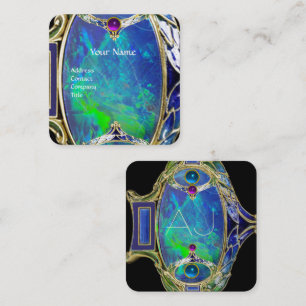BLUE GRÖNT OPAL ,ART NOUVEAU GULD JEWEL MONOGRAM FYRKANTIGT VISITKORT
