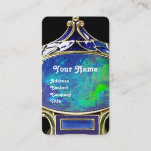 BLUE GRÖNT OPAL,ART NOUVEAU GULD JEWEL MONOGRAM VISITKORT