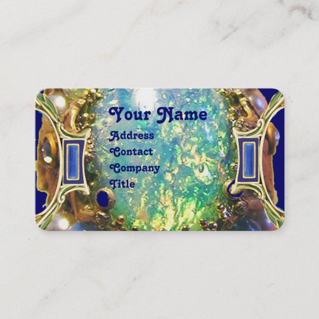 BLUE GRÖNT OPAL ,ART NOUVEAU GULD JEWEL MONOGRAM VISITKORT (Framsida)