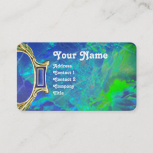 BLUE GRÖNT OPAL ,ART NOUVEAU GULD JEWEL MONOGRAM VISITKORT