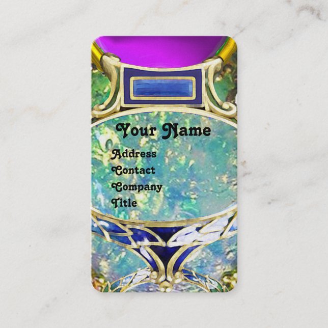 BLUE GRÖNT OPAL ,ART NOUVEAU GULD JEWEL MONOGRAM VISITKORT (Framsida)
