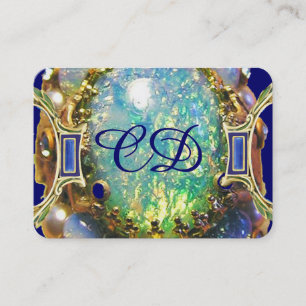BLUE GRÖNT OPAL ,ART NOUVEAU GULD JEWEL MONOGRAM VISITKORT