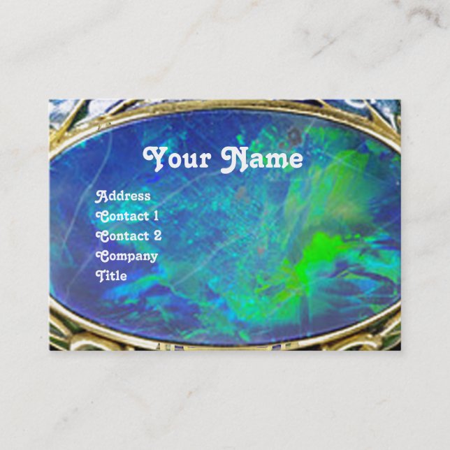 BLUE GRÖNT OPAL ,ART NOUVEAU GULD JEWEL MONOGRAM VISITKORT (Framsida)