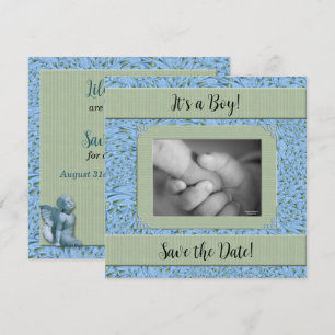 Blue Grönt Paisley Boy Baby Shower Inbjudningar