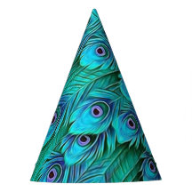 Blue Grönt Peacock Party Hat