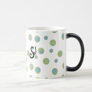 Blue Grönt Polka dots Monogrammed Magisk Mugg