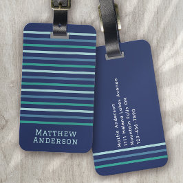 Blue Grönt Rand Monogram Bagagebricka