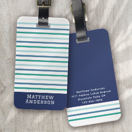 Blue Grönt Rand Monogram Bagagebricka
