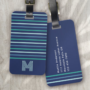 Blue Grönt Rand Monogram Bagagebricka