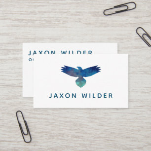 Blue Grönt Raven Bird Silhouette Cloud Minimal Visitkort